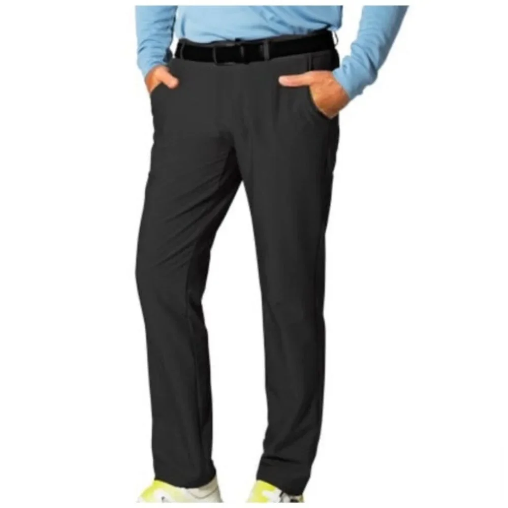 Greg Norman Mens Black Stretch Golf Pants Flat-Front Relaxed 36X30  (bin U199)